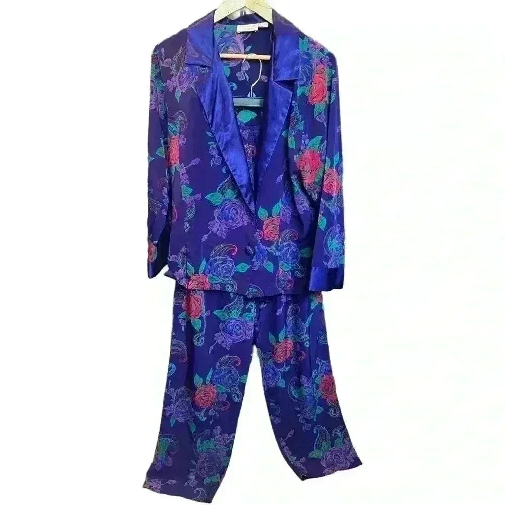 Vintage Victoria Secret Gold label Pajama Set Purple SZ Small